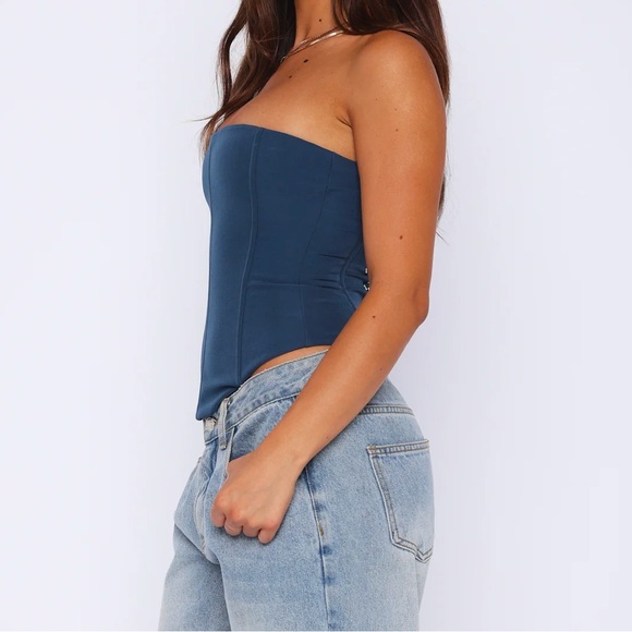 White Fox Boutique Let It Go Strapless Bustier Petrol - Picture 6 of 7